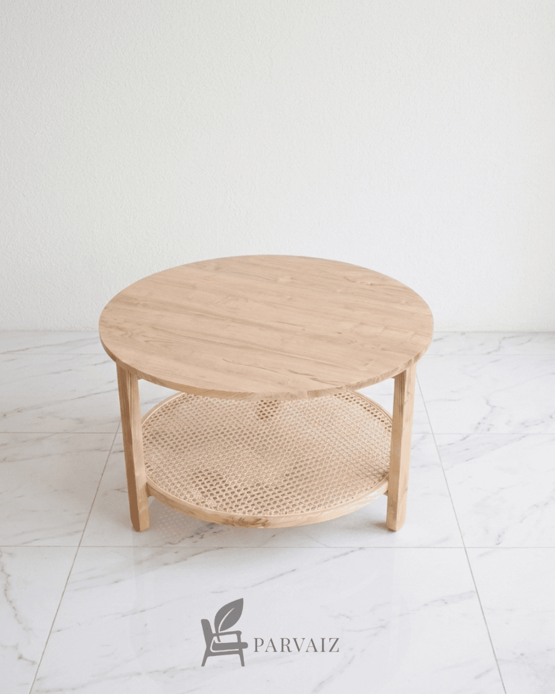 Round Coffe Table with Rattan
